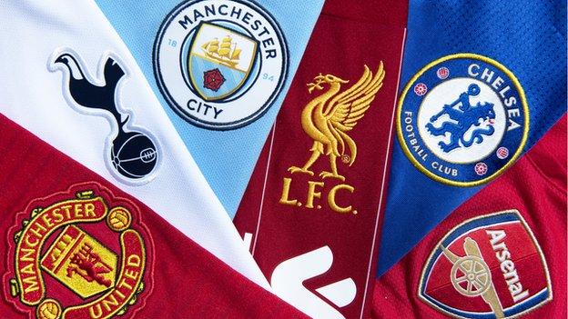 Club crests of the Premier League clubs that signed up for the European Super League
