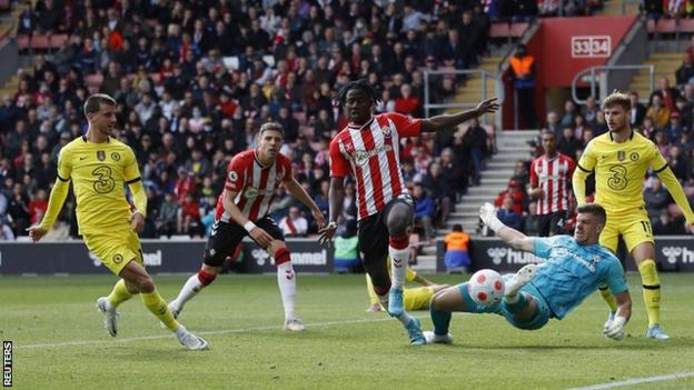 Chelsea's Mason Mount scores against Southampton in the Premier League