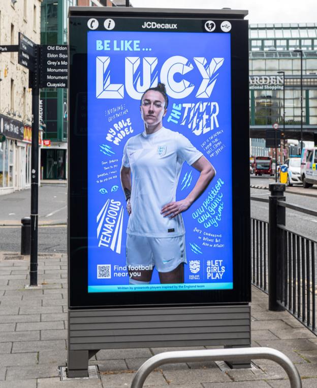 Lucy Bronze on a billboard